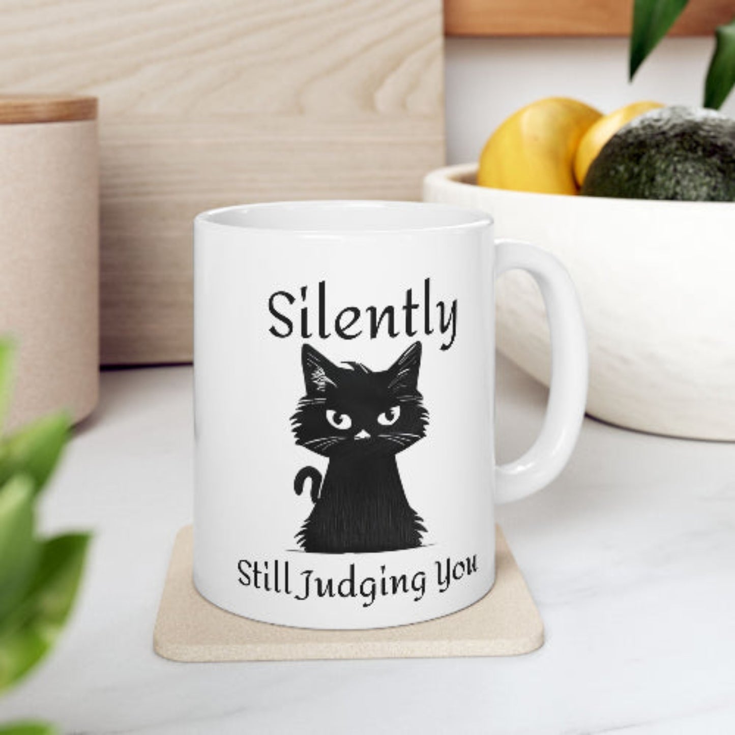 Judgy Cat Ceramic Mug