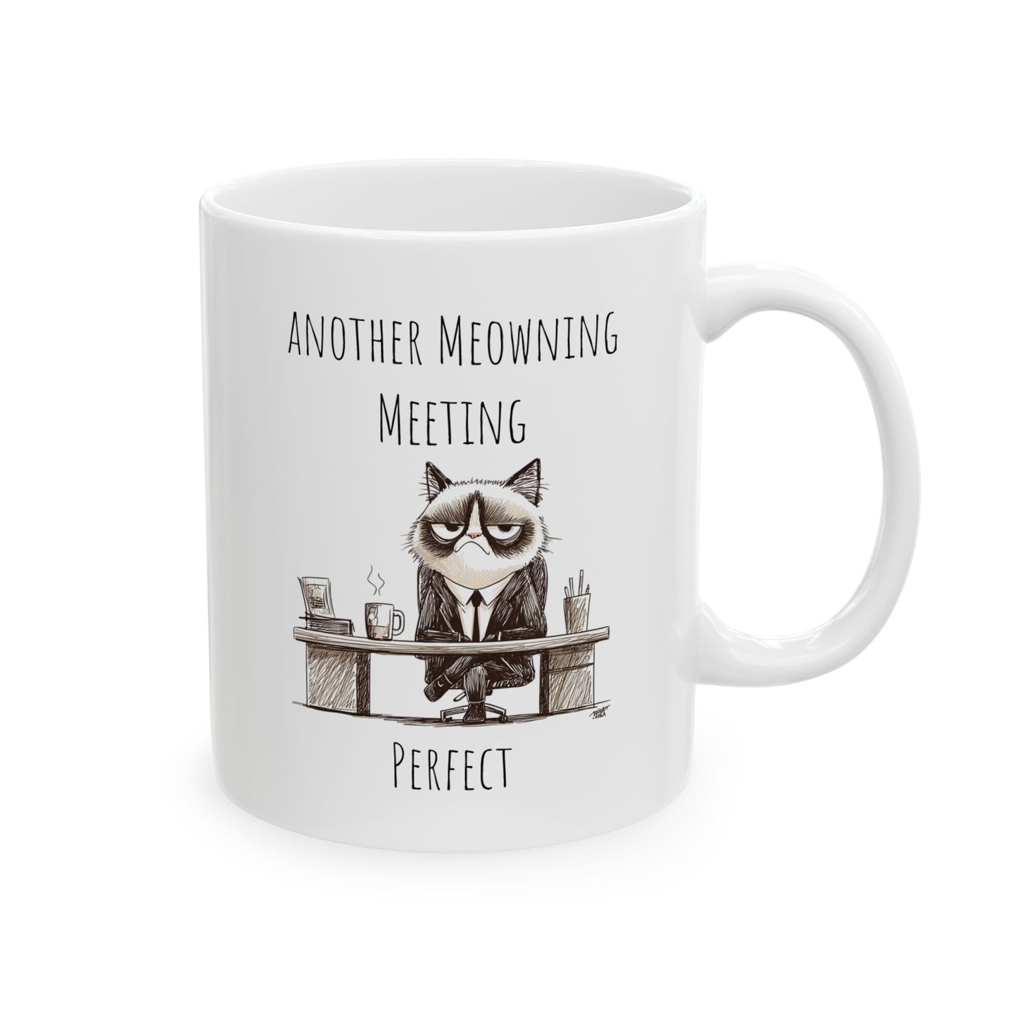 Mug - Funny White Collar Cat Over The Meetings