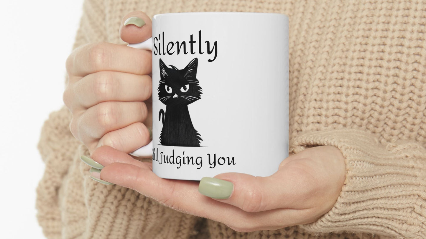 Judgy Cat Ceramic Mug