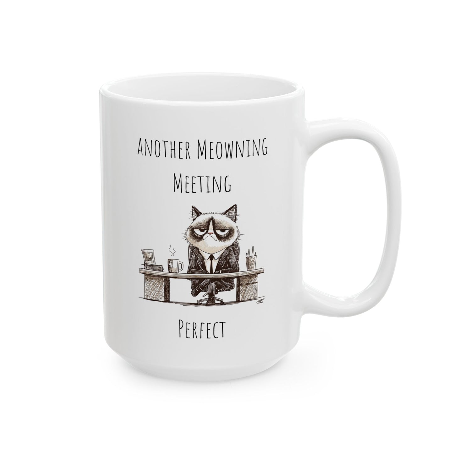 Mug - Funny White Collar Cat Over The Meetings