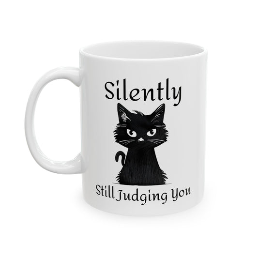Judgy Cat Ceramic Mug